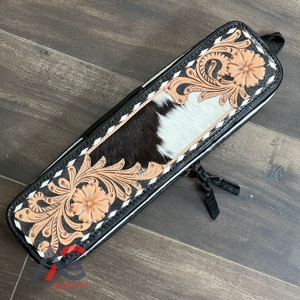 Étui de voyage personnalisé en cuir véritable pour fer à friser et lisseur, avec motif western, sac de rangement protecteur - Product Image 1