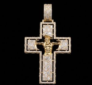 Christian Cross Pendant 925 <b>Silver</b> Rhodium Plated Moissanite Baguette Cut Channel Setting Unisex Religious Jewelry - Product Image 2