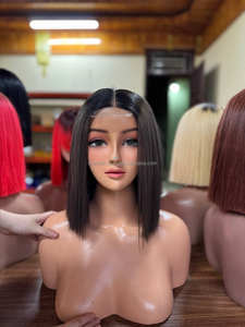 Vente en gros perruques cheveux humains 2x6 fermeture à lacet 8 pouces mélange 613 et couleurs brunes os droite courte perruque bob 100 cheveux humains vierges - Product Image 2