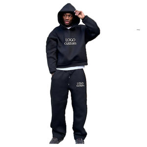 Ensemble survêtement personnalisé en coton pour hommes : sweat à capuche et pantalon de jogging - Product Image 1