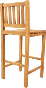 Solid Teak Wood Outdoor Bar Chair Patio Garden High <b>Stool</b> Natural Wooden <b>Dining</b> Seating - Product Image 4