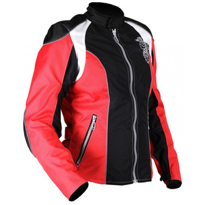 Veste de moto personnalisée pour femmes, rouge et noire, manches longues, imprimée, coupe-vent, toutes saisons, vêtements de moto avec patch brodé personnalisé - Product Image 5