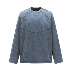 Camiseta de Manga Larga para Hombre, Cuello Redondo, Color Sólido, Transpirable, Informal, con Logotipo Frontal, Tejido de Algodón de Alta Calidad - Product Image 2