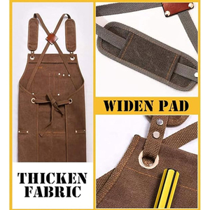 Adjustable Hanging Neck Silk <b>Apron</b> Custom Logo Embossed Print Straps Pocket Canvas Restaurant <b>Work</b> Cooking Men's - Product Image 6