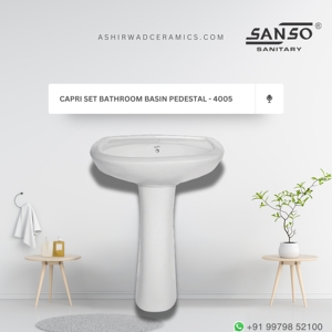 Precio de Fábrica, Juego de Lavabo con Pedestal de Cerámica SANSO Capri, 5 Años de Garantía, Acabado Brillante, Venta al por Mayor, Modelo 4005 OEM - Product Image 2