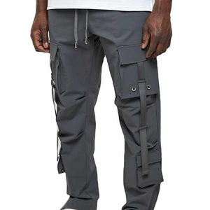 Pantalones cargo de hombre de diseño casual, suaves, de color sólido y gran tamaño, mezcla de algodón, tela suave, para uso diario al aire libre. - Product Image 1