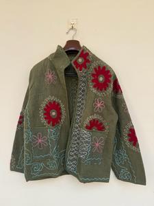 Suzani TNT Jacket <b>Vintage</b> Uzbek Embroidered Boho <b>Coat</b> Floral Short Jacket Ethnic Festival Outerwear - Product Image 2