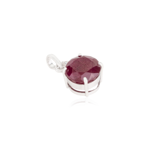 Stunning Round Cut Single Stone Natural <b>Ruby</b> Gemstone 925 Sterling Silver Fine Pendant For Women's Daily Wear Jewelry - Product Image 3