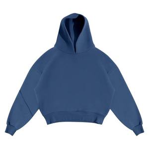 Sweat-shirt à capuche doublé en sherpa, en mélange de coton épais, coupe oversize, en molleton de coton, style streetwear, avec poche kangourou et bordures côtelées - Product Image 6