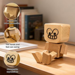 Estatua de Robot de Madera Hecha a Mano, Decoración Creativa Minimalista para Escritorio y Hogar, Adorno de Escritorio, Decoración para Estante, Decoración para Tablero, Regalo - Product Image 3