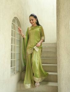 Lime <b>Green</b> <b>Silk</b> Sharara Suit for Women Indian Ethnic Wear Party Dress Pakistani Style Embroidered Salwar Kameez with Lace Work - Product Image 1