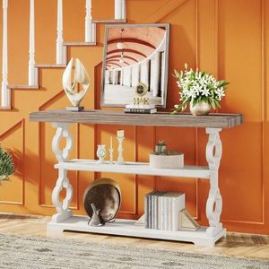 Long Modern Luxury Console <b>Table</b> Solid Wood with <b>Mirrored</b> Stainless Steel <b>Top</b> for Living Room Entry Farmhouse Hotel Decoration - Product Image 1