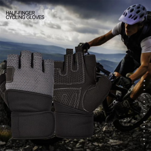 Gants de sport en polyester demi-doigts de haute qualité et très demandés avec support de poignet pour hommes et femmes, fabriqués au Pakistan, pour l'entraînement et le fitness - Product Image 2