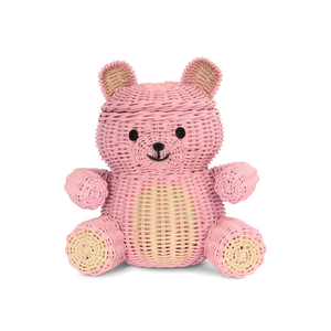 Panier de rangement pour jouets en rotin tressé rose, mobilier pour chambre d'enfant, organiseur pour livres et jouets, vente en gros - Product Image 3