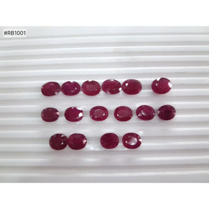 Lot de 16 pierres précieuses en rubis naturel du Mozambique, taille ovale, 88,52 CT, haute qualité, pour la fabrication de bijoux - Product Image 1