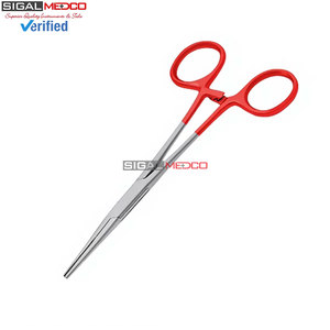 คีมหนีบห้ามเลือด Kelly Hemostat Forceps ขนาด 5.5 นิ้ว แบบตรง สีแดง เครื่องมือผ่าตัด เกรดเยอรมัน ผลิตจากเหล็กกล้าไร้สนิม พร้อมระบบล็อค - Product Image 4