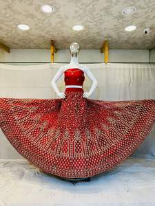 Zarna 16 Kali Heavy Bridal Lehenga With Full Jarkan Stone Mirror Shisha Glitter Big Flare & CanCan for Ultimate Bridal Elegance - Product Image 2