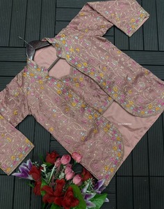 Traditional Embroidered Satin Saree Stylish Satin Saree with <b>Jacket</b> <b>Womens</b> Heavy Work Satin Saree Bridal Party Wear Satin Saree - Product Image 2