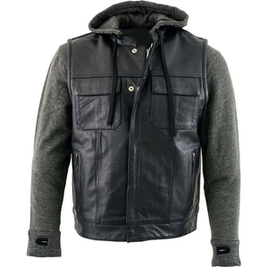 Veste à capuche en cuir véritable pour homme, style moderne, chaude, pour l'hiver, durable, confortable, décontractée, pour moto - Product Image 5