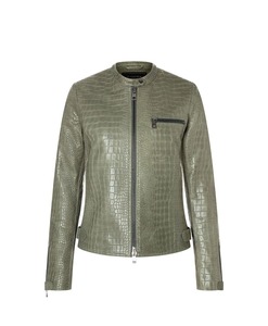 Chaqueta de Cuero de Oveja con Grabado de Cocodrilo de Alta Calidad para Mujer, Chaqueta de Motera Vintage, Logotipo Personalizado, Venta al Por Mayor de Fábrica - Product Image 1