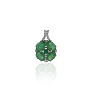 Gorgeous 925 Sterling Silver Oval & Round Cut 100% Authentic <b>Emerald</b> Gemstone Fine Minimalist <b>Pendant</b> For Women's - Product Image 1