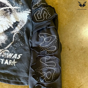 Excellent Fournisseur – Nouveauté : T-shirt Double Couche à Manches Longues Effet Vieilli avec Strass Sérigraphiés pour Adulte - Product Image 4