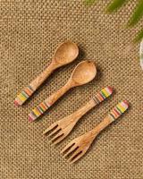Ensemble de 2 cuillères à dîner en bois écologiques, modernes et attrayantes, avec poignée imprimée émail de haute qualité, pour fêtes, S a and SONS
