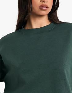 Sweat-shirt à col zippé 1/4 en coton 100% à épaules tombantes, haute qualité, personnalisable, uni, coupe oversize pour femme, faible MOQ - Product Image 6