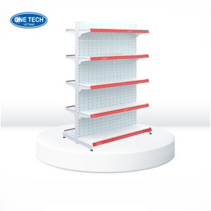 Étagère gondole perforée double face à 5 niveaux, revêtement poudré, anti-rouille, antidérapante, pour supermarché, directement de l'usine One Tech - Product Image 1
