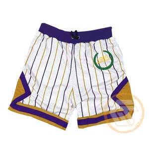 Shorts personnalisés pour hommes, avec empiècements en maille sublimée Omega, brodés, en polyester/coton uni, taille élastique, séchage rapide, respirants, style urbain - Product Image 1