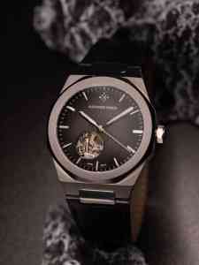Montre automatique mécanique pour homme, bracelet en cuir saphir, acier inoxydable, résistante à l'eau, sport, analogique, Alexander Ferros 9299S-01 - Product Image 2