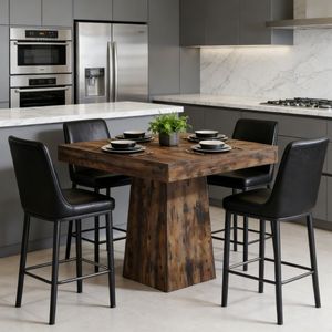 Table à manger rectangulaire en pierre frittée et marbre, solide et stable, pré-assemblée, design en bois massif - Product Image 1