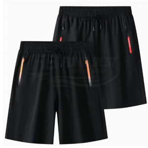 Shorts en soie glacée tissée pour hommes, taille mi-haute élastique, séchage rapide, décontracté, plage, été, fin, nouvelle mode, extérieur, grande taille - Product Image 4