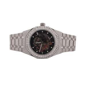 Montre en quartz sertie de moissanite VVS de haute qualité, style hip-hop, bracelet en acier inoxydable, résistance à l'eau 10 bars - Product Image 1