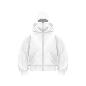 Sweat à capuche balaclava demi-zip pour homme, style contrasté High Street, pour l'hiver et l'extérieur, en velours 100% coton numérique, personnalisé double - Product Image 5