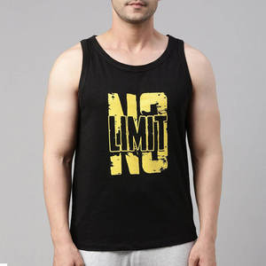 Débardeur en coton noir pour homme, imprimé No Limit, col rond, sans manches, style décontracté, respirant, tricoté, logo frontal, musculation - Product Image 1