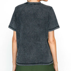 Nuevas Camisetas de Moda con Lavado Ácido, Camisetas de Algodón Oversize con Lavado Ácido, Camisetas Vintage para Mujer, Precio al por Mayor con OEM - Product Image 4