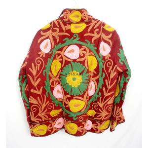 Handmade Floral Embroidery Quilted Cotrise Fabric Jacket Button Detail Cotton Stripe Lining Breathable Eco-Friendly Thick Winter - Product Image 6