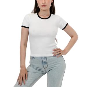 เสื้อยืดผ้าฝ้ายลำลองทรงพอดีตัวสำหรับผู้หญิงคอเสื้อแบบระบายอากาศได้ดีขนาดใหญ่พิเศษสำหรับฤดูใบไม้ร่วงมีบริการ OEM - Product Image 1