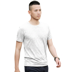 T-shirt à manches courtes bleu pour homme, coupe classique, col rond, tricoté, séchage rapide, style décontracté - Product Image 4