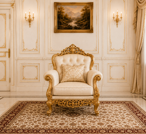Premium Gold Leaf Finished 8 Seater Sofa Set with Intricate Floral Carving Hot Selling Living Room Furniture Classic <b>Seating</b> Set - Product Image 3