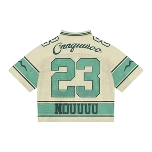 T-shirt ample à col en V pour homme, impression de logo personnalisée, maillot de foot en jersey mesh, uniforme de foot, t-shirts pour homme - Product Image 4