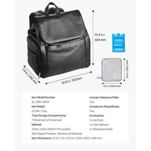 Mochila Portátil de PU para Extractor de Leche Materna con Bolsa de Hielo, Bolsa de Lactancia y Accesorios para S1/S2 para Almacenar Leche Materna - Product Image 3