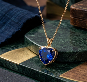 สร้อยคอจี้รูปหัวใจสีน้ำเงินไฮโดร ขนาด 16 นิ้ว เงินแท้ 925 ชุบทอง 18K สร้อยคอจี้สำหรับใส่ทุกวัน - Product Image 3