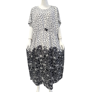 Camisón Casual de Verano de Primera Calidad, Moderno, con Cuello en V, Estampado, Cintura Elástica, Manga Corta, Material Suave y Transpirable para Interiores - Product Image 1