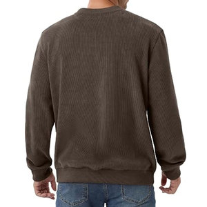 Sudadera de Pana con Cuello Redondo para Hombre, Manga Larga, Estilo Casual, Color Sólido, Corte Holgado, Transpirable, Cálida y Suave, Moda Otoño Invierno - Product Image 4