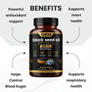 Gélules d'huile de nigelle noire de qualité supérieure OEM/ODM 500 mg, 100 % pure et naturelle, pour le soutien immunitaire et digestif - Product Image 3