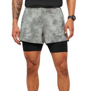 Shorts de course pour hommes Elite 2 en 1 de 5 pouces, gris fumé, noir, camouflage, séchage rapide, pour la gym et l'entraînement athlétique - Product Image 1