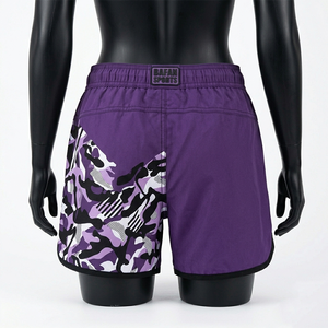 Shorts de Natación para Mujer, Secado Rápido, Microfibra de Poliéster, Morado y Negro, Panel Lateral con Parche de Goma, Logotipo con Transferencia Térmica - Product Image 3