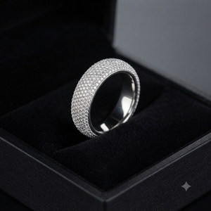 Trendy Fine Design Custom 925 Sterling <b>Silver</b> Moissanite Diamond Studded Unisex Wedding Band Unique Luxury Full Eternity <b>Rings</b> - Product Image 4